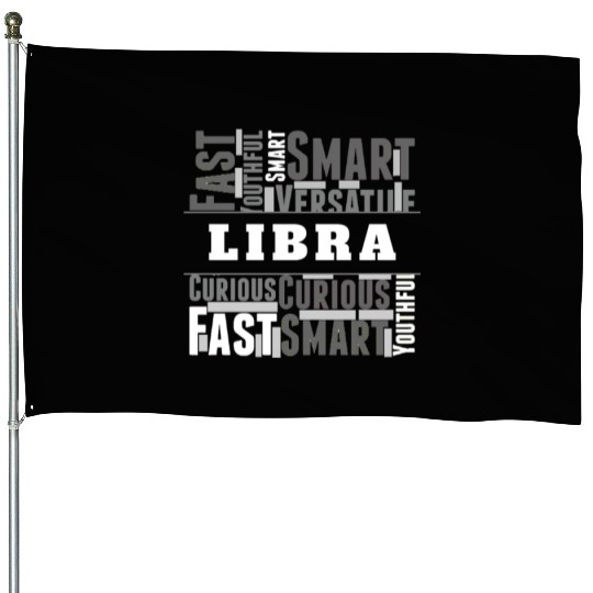 Libra Zodiac Star Sign Word Cloud Square Monochrom House Flags
