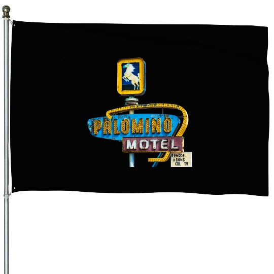 Route 66 Neon Palomino Motel Tucumcari, New Mexico House Flags