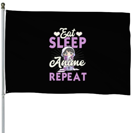 Eat Sleep Anime Repeat Japanese Manga Lover Cospla House Flags