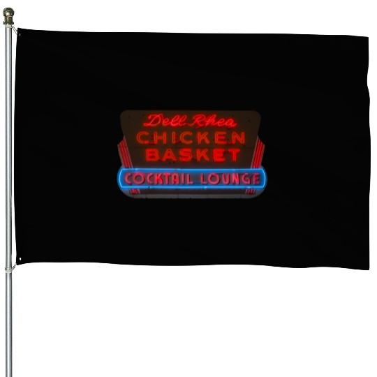 Del Rhea Chicken Basket Neon Sign Route 66 House Flags