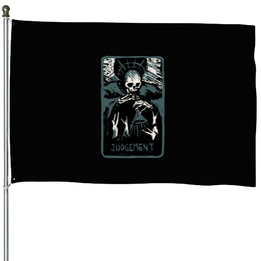 Judgement Skeleton Skull Tarot Card House Flags