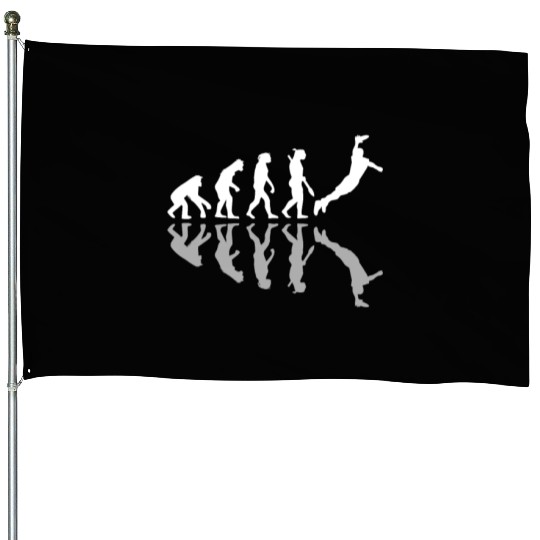 Human Evolution Frisbee Player Disc Sport Lover House Flags