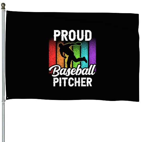 Proud Baseball Pitcher Sayings Player Hobby House Flags