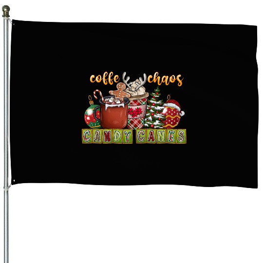 Coffe Chaos Candy Canes House Flags