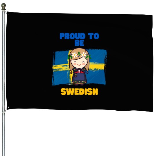 Proud to be swedish - cute design House Flags