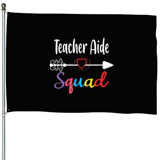 Teacher Aide Squad Funny Back To School Teacher su House Flags