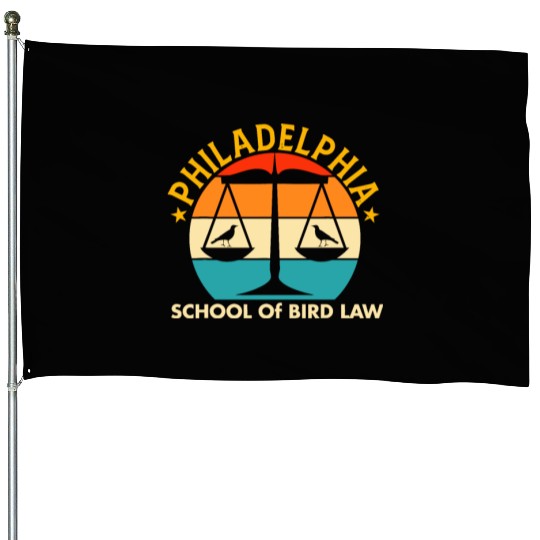 Vintage Retro Sunset Philadelphia School of Bird L House Flags