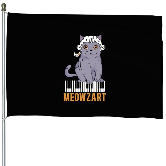 Meowzart Piano Cat Musician Musical Pianist Music House Flags