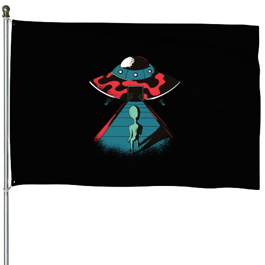 Alien walking to ship Alien walking to ship inspir House Flags