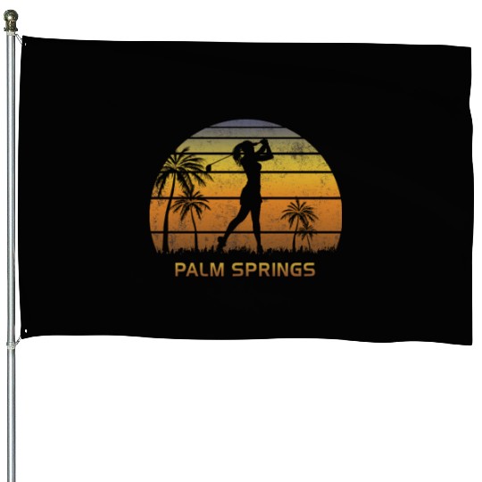 Retro Palm Springs Women's Golf Golfing Fan House Flags