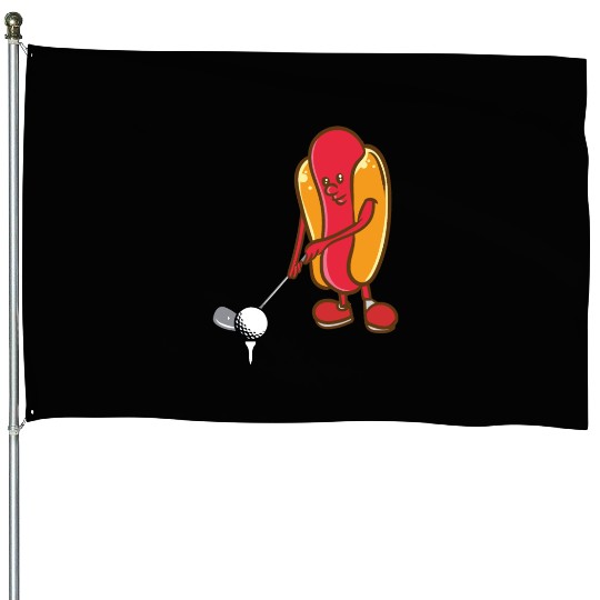 Golf Hotdog Golfing Sausage Golf Player House Flags