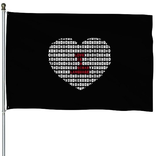Love Is A Binary Language Programmer Geeks Valenti House Flags