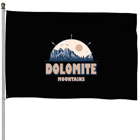 Dolomite Mountains Italy Vintage Mountain Hiking House Flags