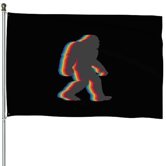 Retro Bigfoot vintage Fun and Nostalgic Sasquatch House Flags