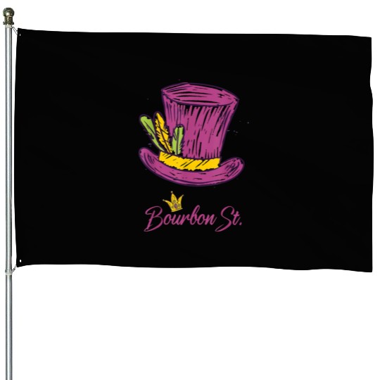 Bourbon Street Mardi Gras New Orleans French Quart House Flags
