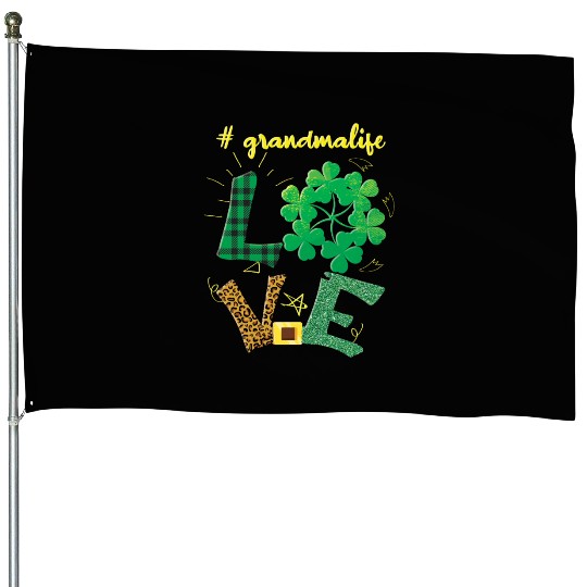 Love Grandma Shamrock Saint Patrick Day House Flags
