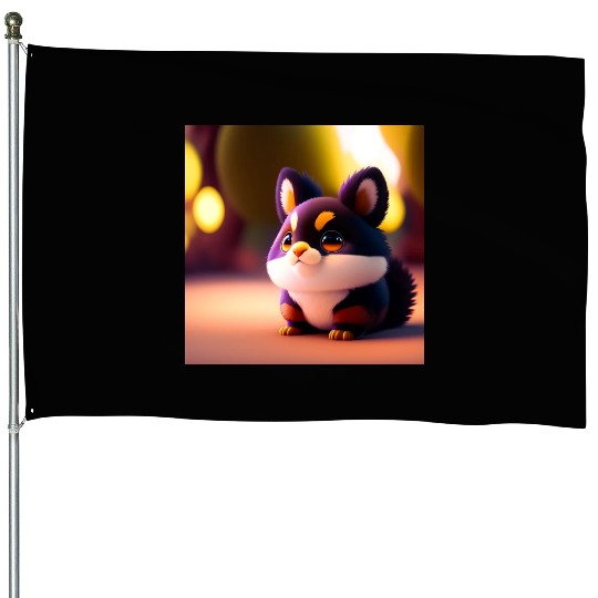 dog mom cuddling puppy House Flags