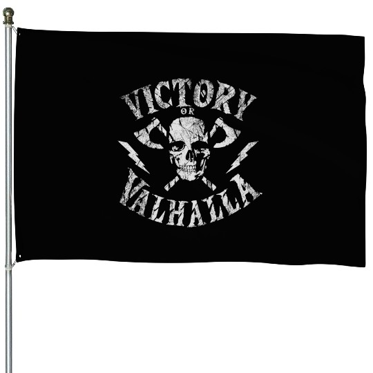 Victory or Valhalla Skull House Flags