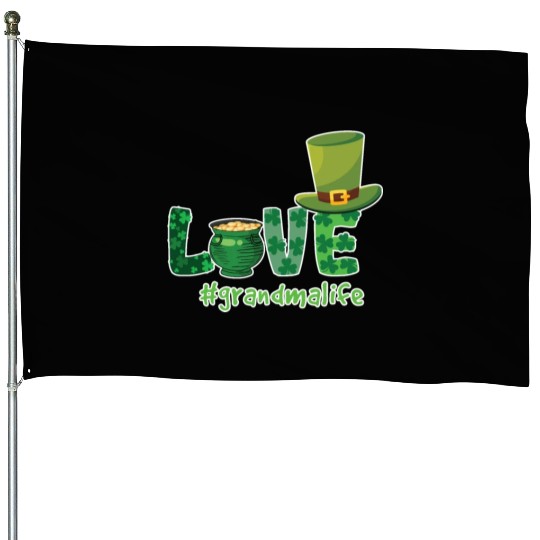 Shamrock Love Grandma Saint Patrick Day House Flags