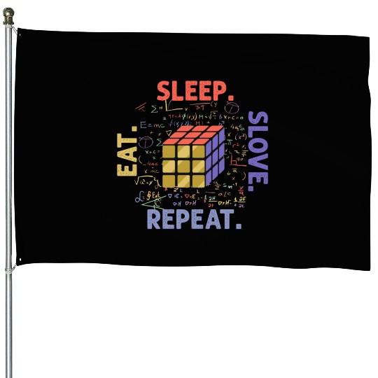 Eat Sleep Solve Repeat Math Speed Cubing Genie House Flags