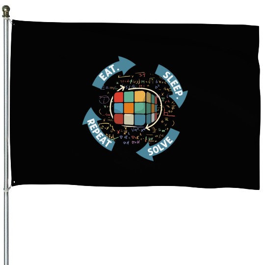 Eat Sleep Solve Repeat Math Speed Cubing Genie House Flags