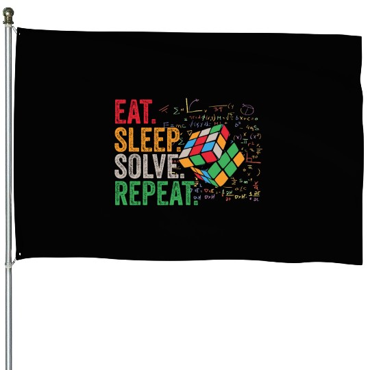 Eat Sleep Solve Repeat Math Speed Cubing Genie House Flags