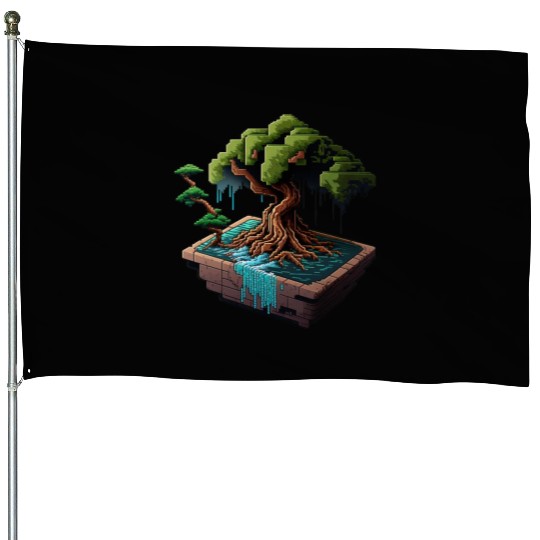 8 Bit Bonsai Tree House Flags