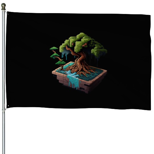 8 Bit Bonsai Tree House Flags