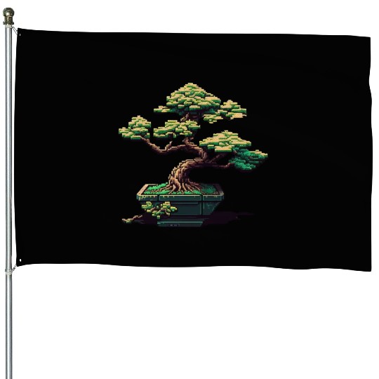 8 Bit Bonsai Tree House Flags