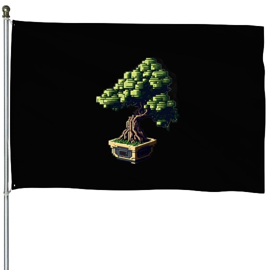 8 Bit Bonsai Tree House Flags