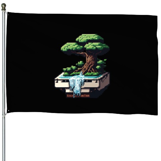 8 Bit Bonsai Tree House Flags