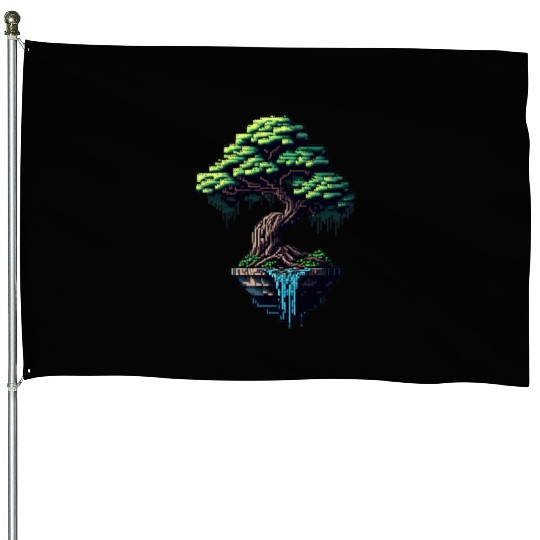 8 Bit Bonsai Tree House Flags