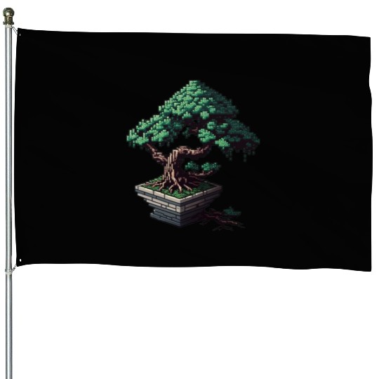 8 Bit Bonsai Tree House Flags