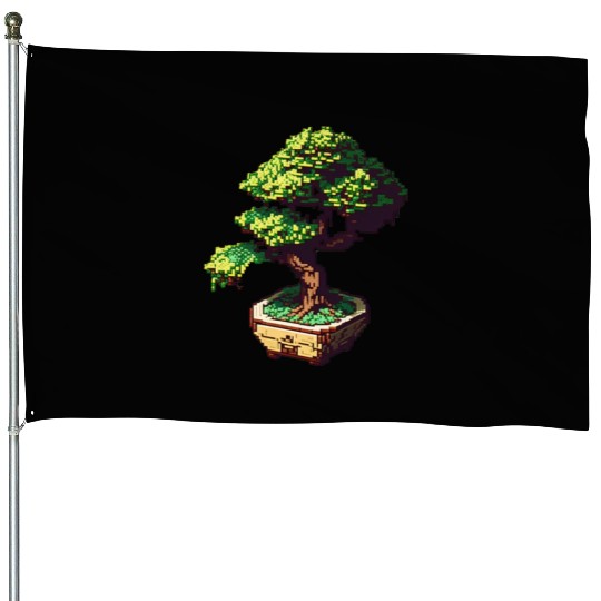 8 Bit Bonsai Tree House Flags