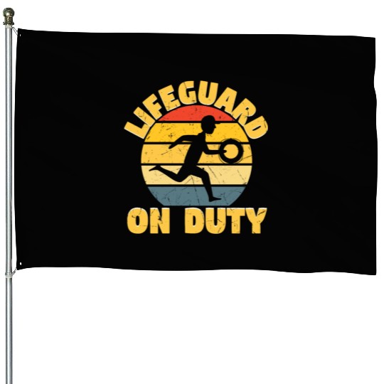 Lifeguard On Duty Distressed House Flags