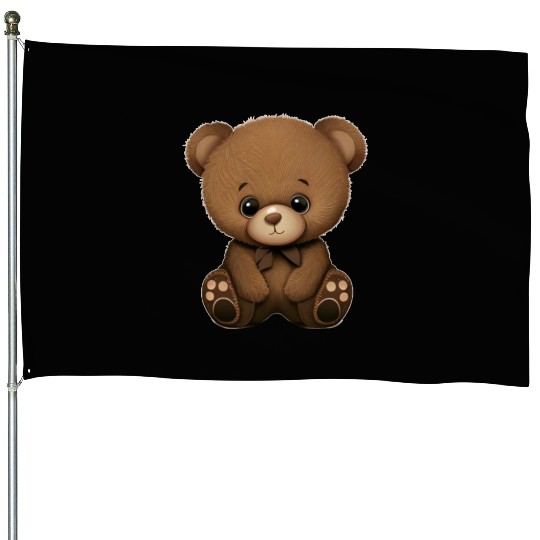 Cute Teddy Bear House Flags