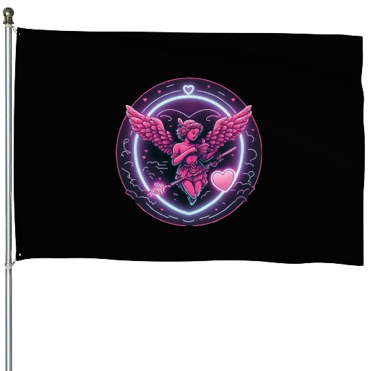 funny Cupid Valentine's Day girls House Flags