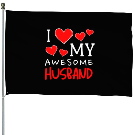 I Love My Awesome Husband Valentine Day House Flags