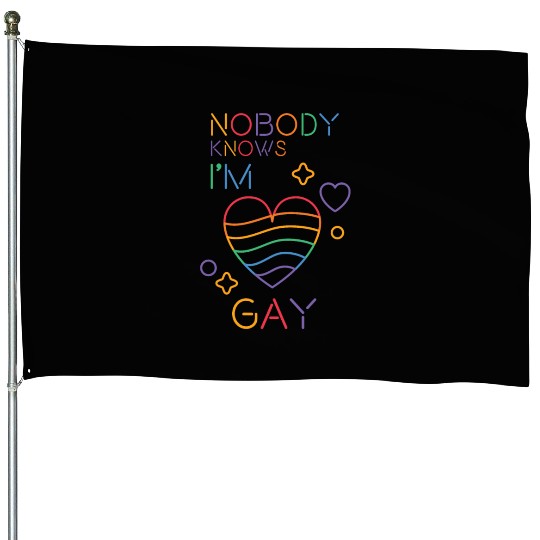 Nobody Knows I'm Gay LGBT Pride Month Rainbow Colo House Flags