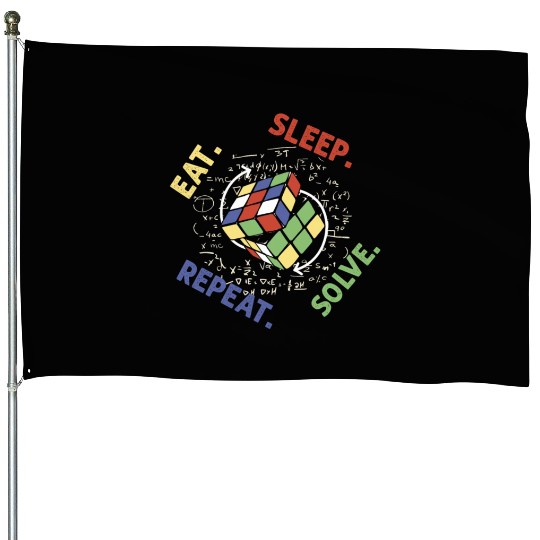 Eat Sleep Solve Repeat Math Speed Cubing Genie House Flags