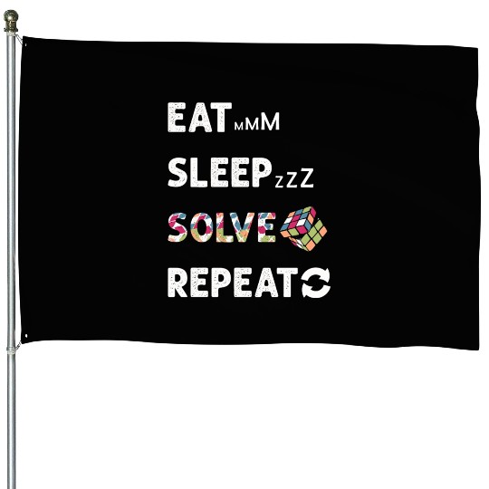 Eat Sleep Solve Repeat Math Speed Cubing Genie House Flags