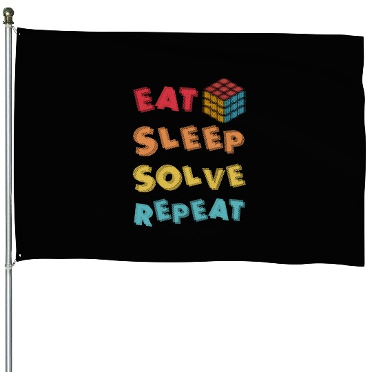 Eat Sleep Solve Repeat Math Speed Cubing Genie House Flags