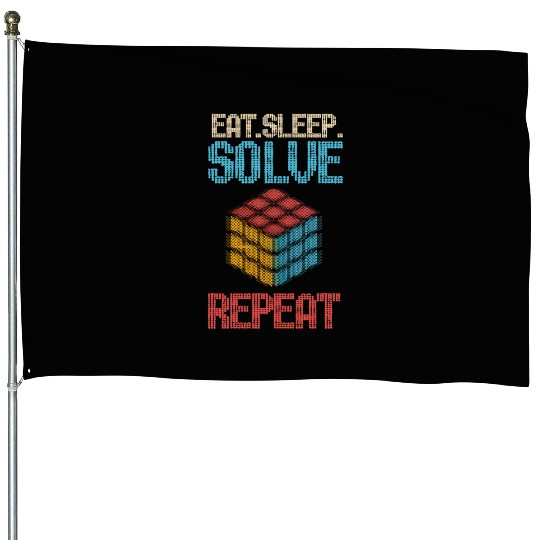 Eat Sleep Solve Repeat Math Speed Cubing Genie House Flags