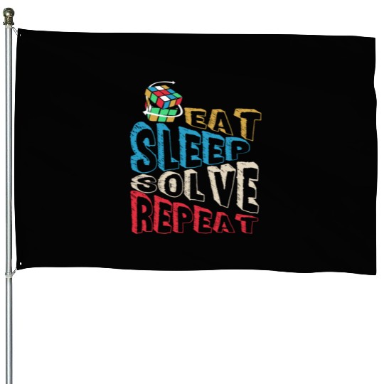 Eat Sleep Solve Repeat Math Speed Cubing Genie House Flags