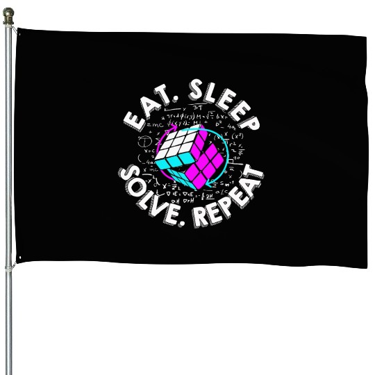 Eat Sleep Solve Repeat Math Speed Cubing Genie House Flags
