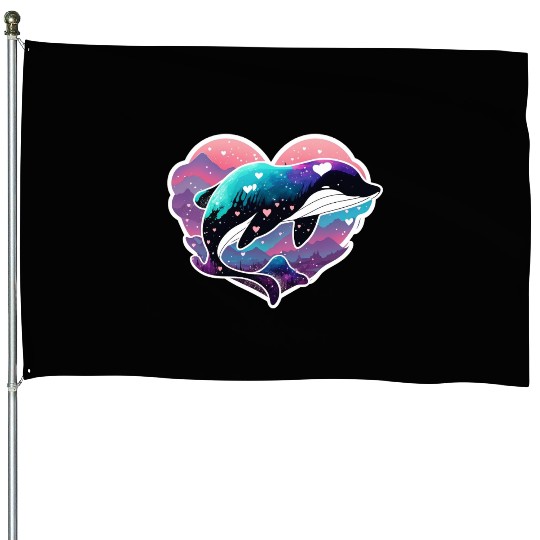 Orca Is My Valentine, Love Hearts Orca Valentines House Flags