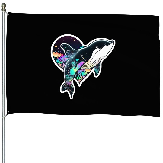 Orca Is My Valentine, Love Hearts Orca Valentines House Flags