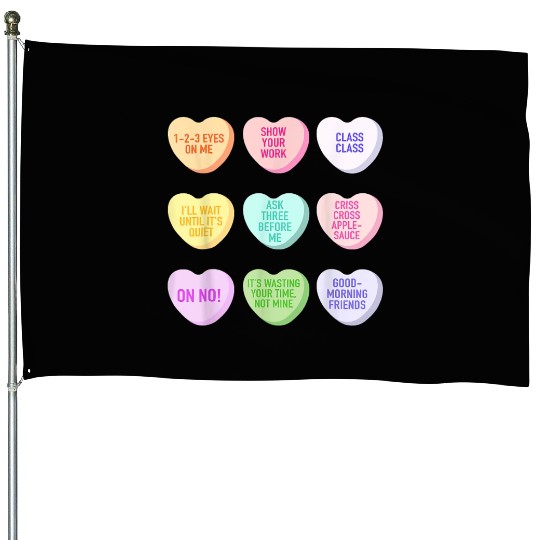 Teacher Valentines Day Conversation Heart School House Flags