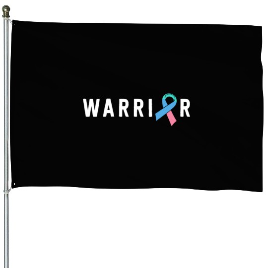 Thyroid Cancer Warrior Men Pink Blue Teal Ribbon House Flags