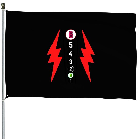 RED LIGHTNING BOLT MOTORCYCLE SHIFT PATTERN House Flags